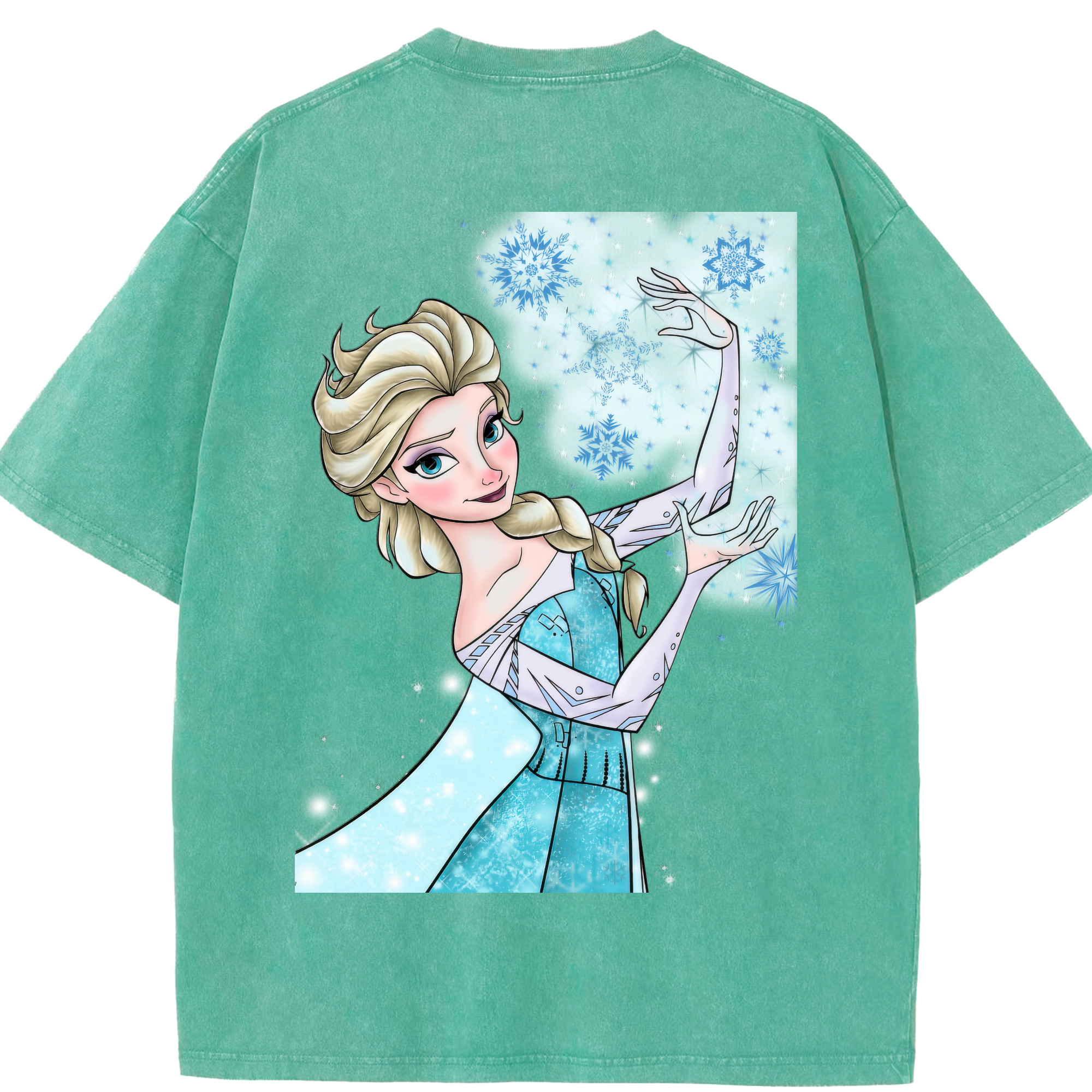 （画像用） アナと雪の女王 アンナ エルサ Frozen Anna Elsa 綿100% ヴィンテージ風 半袖Tシャツ（背面プリント）